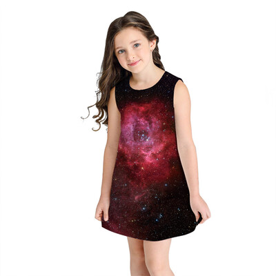 

Teen Toddler Kid Girl Summer Sleeveless 3D Print Cartoon Dresses Casual Clothes