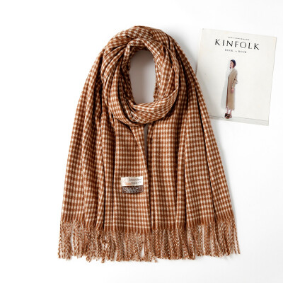 

Autumn&winter new Japanese small plaid scarf simple unisex cashmere shawl thick warm scarf