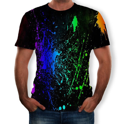 

Toponeto Men Funny 3D Color Print Round Neck Short Sleeve T Shirt Tops Daily Blouse Tee