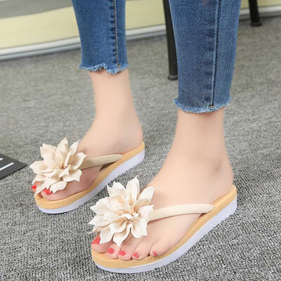 

Rose Fashion Women Summer Flip Flops Slipper Flower Flat With Beach Slippers Slides
