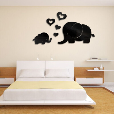 

Gobestart Elephant Wall Decor Mirror Sticker DIY Decal Removable Art Baby Kids Room Mural