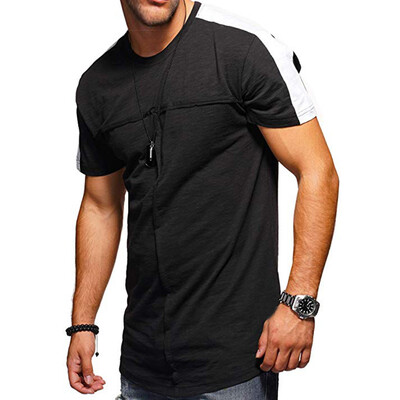 

Toponeto Summer Mens Fashion Casual Letter Solid Color Splice Short Sleeve T-Shirt Blouse