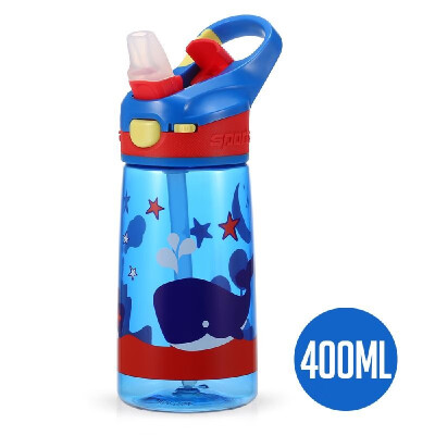 

400ml Water Bottle Leakproof Drinking Bottle BPA Free Flip Top Lid with Straw for Kids