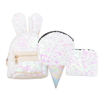 

3pcsset Women Rabbit Ear Sequin Mini Backpacks Teenager Girl Shoulder Bags