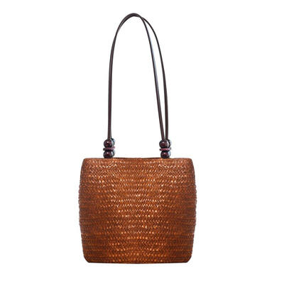 

Women Beach Rattan Woven Tote Bag Summer Bead Travel Straw Shoulder Handbag