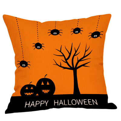 

Toponeto Happy Halloween Pillow Cases Linen Sofa Cushion Cover Home Decor