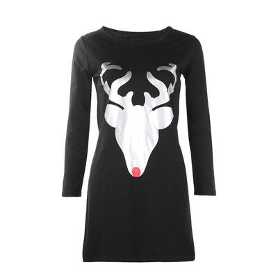 

Family Matching Clothes Mommy Daughter Print Long Sleeve Christmas Dress