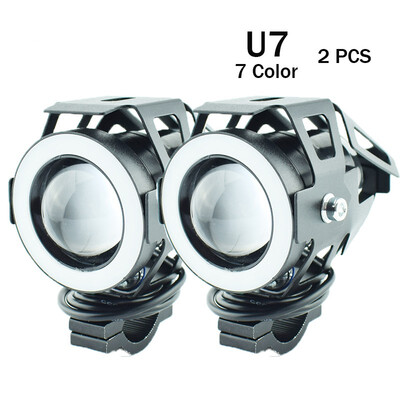 

1Pair Motorcycle Headlight LED U7 7 Colors 12v 125w Motorbike Headlamp Driving Spot Head Lamp Moto Work Light auxiliary Lamp