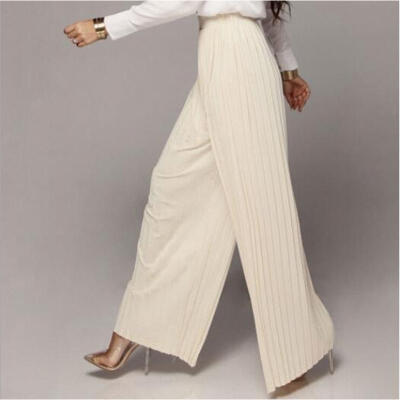 

Fashion women chiffon leisure loose solid color high waist trousers drapes wide leg pants