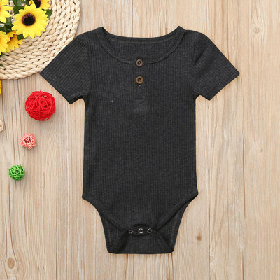 

Newborn Baby Boy Girl Solid Short Sleeve Romper Bodysuit Outfits Clothes Summer