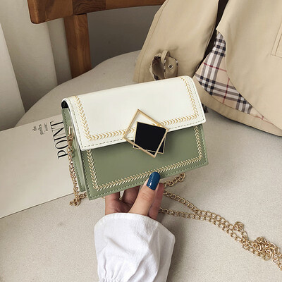 

Small fresh&simple temperament shoulder Messenger bag female 2019 new Korean fashion embroidery thread hit color wild chain bag