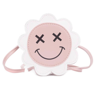 

Cute Smile Flower Shaped Shoulder Handbags Leather Kids Crossbody Bags