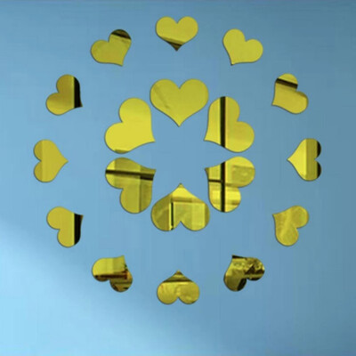 

〖Follure〗Acrylic 3D Love Heart Combination Mirror Effect Wall Sticker Decal Home Decor