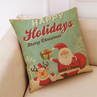 

Gobestart New Christmas Cotton Linen Pillow Case Sofa Cushion Cover Home Decor