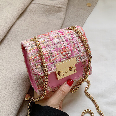 

Womens bag 2019 new fashion Korean version fashion woven chain single shoulder bag slanted small square bag