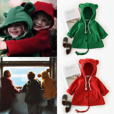 

Kids Baby Girls Hooded Coat Jacket Toddler Kids Plush Outfits Tail Hoodies 1-6Y