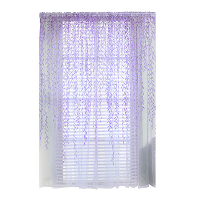 

Pastoral Style Willow Floral Window Curtain Bedroom Living Room Decor