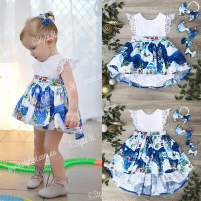 

Christmas Baby Girls Toddler Kids Xmas Lace Romper Dress Party Dresses Costume