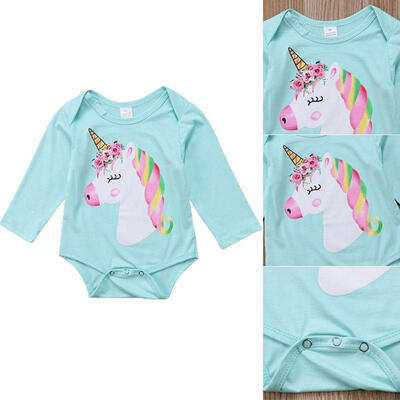 

Newborn Toddler Baby Girl Cotton Unicorn Tops Blouse Ruffle Sleeve T-shirts Tees