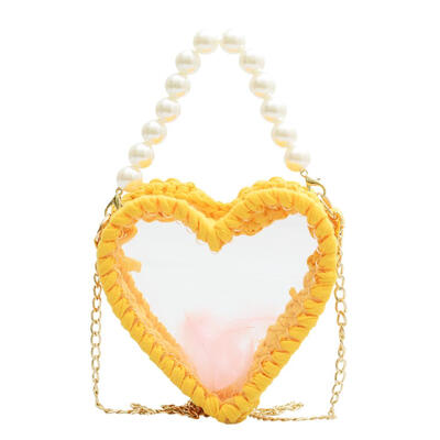 

Plastic Transparent Pearl Shoulder Handbags Women Chain Heart Crossbody Bag