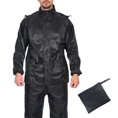 

Mens Outdoor Waterproof Windproof Hooded Rain CoatPants Raincoat Motorcycle K