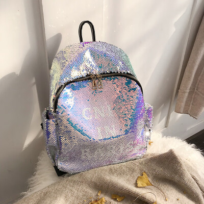 

New sequins large capacity bag female 2019 new Korean version of the wild fashion casual student bag backpack