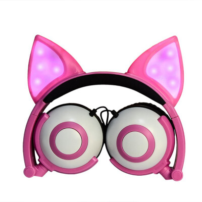 

Cartoon cut cat fox ear glowing child s Foldable Flashing Glowing cat ear s Headset Earphone