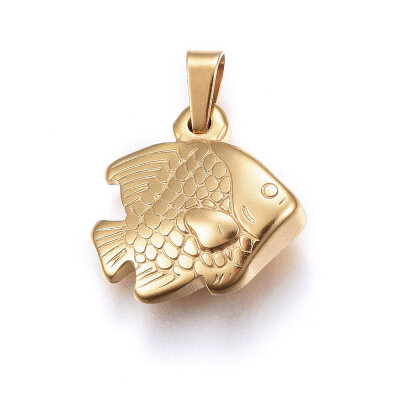 

304 Stainless Steel Pendants Large Hole Pendants Fish Golden 165x17x5mm Hole 5x3mm