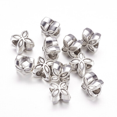 

Large Hole Flower Beads Tibetan Style European Beads Antique Silver Lead Free&Cadmium Free 10mm long 10mm wide