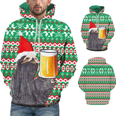 

Toponeto Mens Casual Christmas 3D Print Long Sleeve Hooded Sweater Jacket Coat