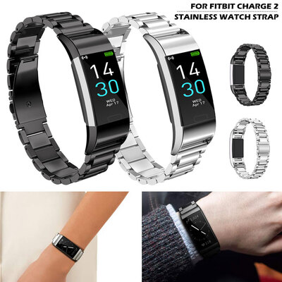 

For Fitbit Charge2 Band Stainless Steel Band Metal Buckle Strap Wrist Band Smart Watch Band Silver Black Watch Bracelet