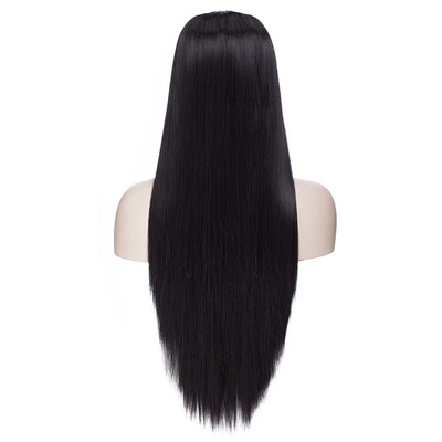 

U Shape Part Half Head Wig Clip In Hair Extension Full Head One Piece Invisible 7 clips With Wig Net Synthetic Straight Curly