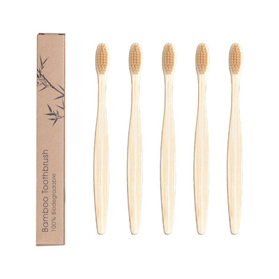 

5Pcs Wooden Toothbrush Eco-Friendly Bamboo Soft Fibre Toothbrush Biodegradable Teeth Brush Solid Bamboo Handle Toothbrush