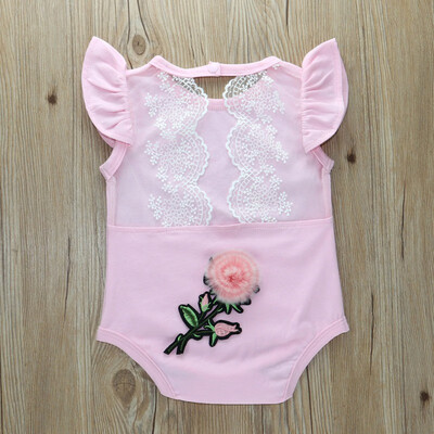 

Baby Newborn Girls Flower Print Jumpsuit Flare Sleeve Romper with Lace Design Infant Casual Outfits 2019 New