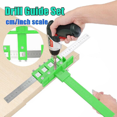 

Adjustable Punch Locator Drill Guide Multifunctional Woodworking Drilling Dowelling Hole Saw Tool