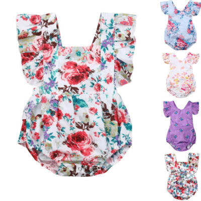 

Newborn Baby Girl Romper Floral Bodysuit Sunsuit Summer Clothes Outfits 0-18M