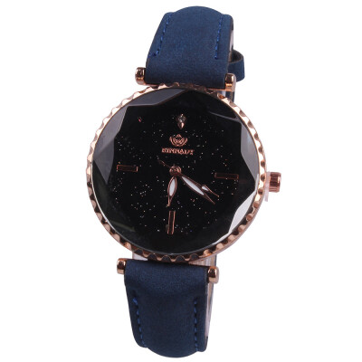 

Womens quartz watch belt starry dial simple