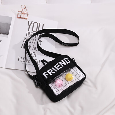 

Small bag canvas bag womens shoulder Messenger bag college student chic Joker Korean version of ancient feeling girl ins Sen