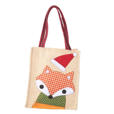 

Hot Sale Christmas Linen ClothTote Bag Cartoon Embroidered Tote Handheld Gift Bags