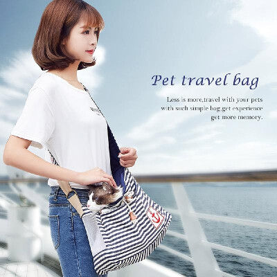 

Pet Carrier Pet Travel Bag Aslant Bag Dog Sling Bag Navy Stripes Carrier for Outdoors Hiking Camping Shopping