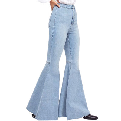 

Tailored Women Jeans Denim Female High Waist Pure Color Stretch Slim Sexy Horn Pants