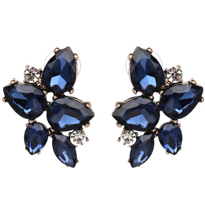 

Fashion Sapphire Blue Crystal Earrings for Women Girl Vintage Stud Earring Jewelry