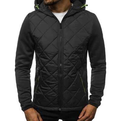 

Mens Autumn Sweatshirt Long Sleeve Spliced Hoodie Zipper Casual Warm Jacket Coat