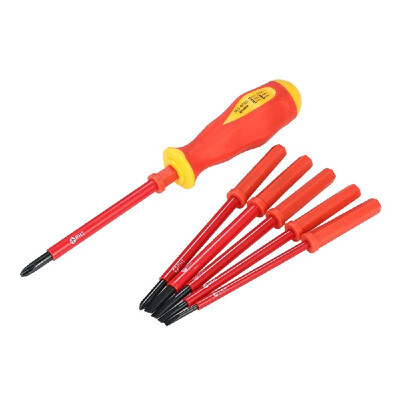 

PENGGONG 7PCS 1000V Insulated Screwdriver Set Multi-Bit Tools Repair Screw Driver with Magnetic Slotted&Phillips Bits Soft Gri