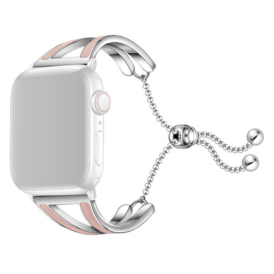

〖Follure〗Luxury Alloy Crystal With Connection Strap Band Silver For Apple Watch 4 44mm