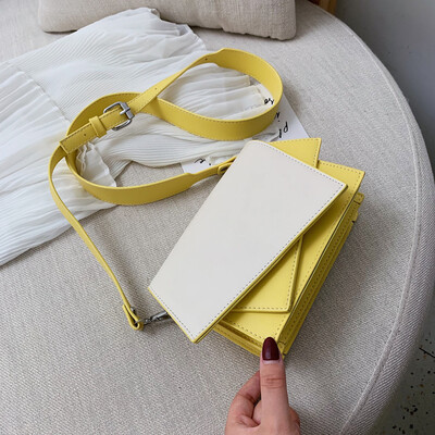 

High-level womens bag womens bag new 2019 texture fresh&small-package color-and-color oblique-cut bag