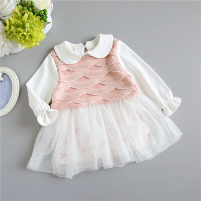 

Autumn Casual Baby Girls Floral Pattern Long Sleeve Mesh Dress Kids Princess DressToddler Pageant Sundress For 0-2 Years