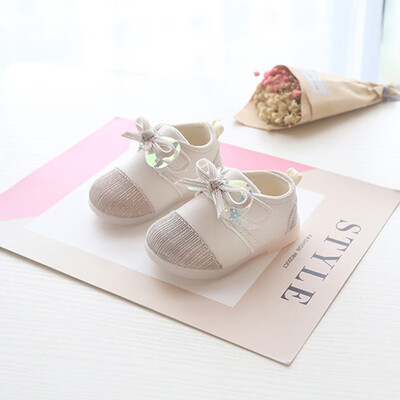 

Baby Girl Shoes Breathable Anti-Slip Shoes With Bowknot Sneakers Toddler Soft Soled First Walkers