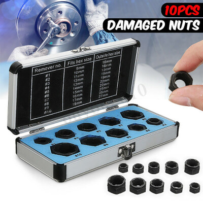 

〖Follure〗10Pcs Damaged Nut Bolt Remover Stud Extractor Set 9-19mm Broken Bolt Removal Kit