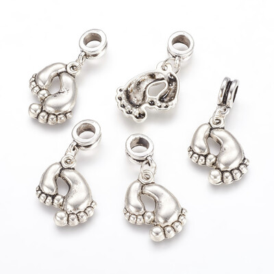 

Alloy European Dangle Beads Foot Antique Silver 32mm Hole 5mm
